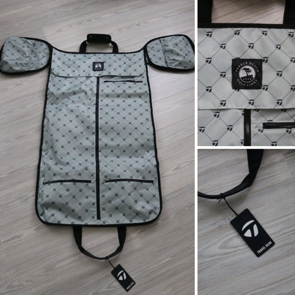 TaylorMade Garment Duffle Bag Black Travel Golf Pebble Beach Logo Weekender NEW